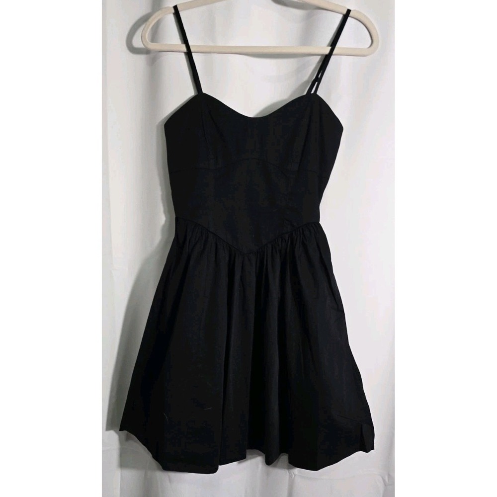 The Drop-  Perla Solid Black Spaghetti Straps XL